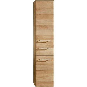 Xora Midischrank, Eiche, Holzwerkstoff, 3 Fächer, 1 Schubladen, 30x142x33 cm, hängend, Badezimmer, Badezimmerschränke, Midischränke