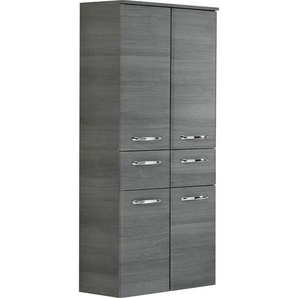 Xora Midischrank , Graphit , Glas , 3 Fächer , 1 Schubladen , 60x141x33 cm , Made in Germany , hängend, Beimöbel erhältlich , Badezimmer, Badezimmerschränke, Midischränke