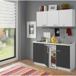 Xora Miniküche, Graphit, Weiß, Metall, 1 Schubladen, 150 cm, in den Filialen seitenverkehrt erhältlich, Küchen, Miniküchen