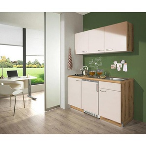 Xora Miniküche, Weiß, Eiche, Metall, 1 Schubladen, 150 cm, in den Filialen seitenverkehrt erhältlich, Küchen, Miniküchen