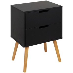 Xora Nachtschrank, Anthrazit, Natur, Holz, Holzwerkstoff, Kiefer, massiv, 2 Schubladen, 40x60x30 cm, Schlafzimmer, Nachttische