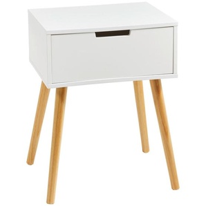 Xora Nachtschrank, Natur, Weiß, Holz, Holzwerkstoff, Kiefer, massiv, 1 Schubladen, 40x52x30 cm, Schlafzimmer, Nachttische