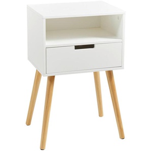 Xora Nachtschrank, Natur, Weiß, Holz, Holzwerkstoff, Kiefer, massiv, 1 Schubladen, 40x63.5x30 cm, Schlafzimmer, Nachttische
