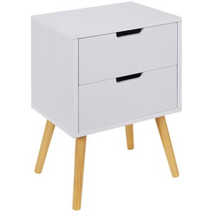 Xora Nachtschrank, Natur, Weiß, Holz, Holzwerkstoff, Kiefer, massiv, 2 Schubladen, 40x60x30 cm, Schlafzimmer, Nachttische