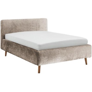 Xora Polsterbett, Beige, Textil, Eiche, massiv, 140x200 cm, Reach, gepolstertes Kopfteil, Stoffauswahl, Schlafzimmer, Betten, Polsterbetten