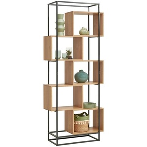 Xora Regal, Braun, Natur, Schwarz, Holzwerkstoff, 10 Fächer, 80x194x33.2 cm, stehend, Wohnzimmer, Regale, Bücherregale