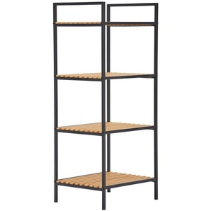 Xora Regal, Braun, Natur, Schwarz, Metall, Naturmaterialien, 4 Fächer, 39x95x32.5 cm, Typenauswahl, stehend, in verschiedenen Größen erhältlich, Wohnzimmer, Regale, Bücherregale