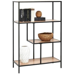 Xora Regal, Schwarz, Eiche, Holzwerkstoff, 3 Fächer, 77x115x33 cm, stehend, in verschiedenen Größen erhältlich, Wohnzimmer, Regale, Bücherregale