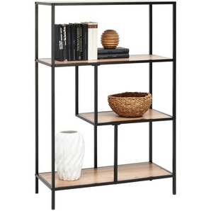 Xora Regal, Schwarz, Eiche, Holzwerkstoff, 3 Fächer, 77x115x33 cm, stehend, in verschiedenen Größen erhältlich, Wohnzimmer, Regale, Bücherregale