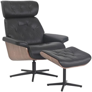 Xora Relaxsesselset, Braun, Schwarz, Holz, Textil, Leder, Kombination Echtleder/Lederlook, Büffelleder, Birke, Schichtholz, 82x85-117x102 cm, Relaxfunktion, Wohnzimmer, Sessel, Relaxsessel