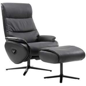 Xora Relaxsesselset , Schwarz , Metall, Textil, Leder , Kombination Echtleder/Lederlook , Rindleder , 78x110x83-122 cm , Relaxfunktion , Wohnzimmer, Sessel, Relaxsessel
