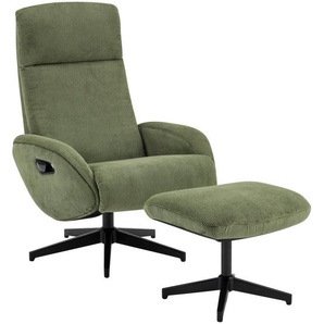 Xora Relaxsesselset, Schwarz, Olivgrün, Metall, Textil, 75x106x74 cm, Liegefunktion, Relaxfunktion, Wohnzimmer, Sessel, Relaxsessel