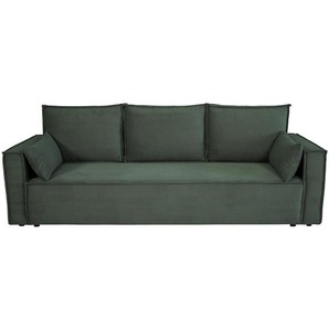 Xora Schlafsofa, Dunkelgrün, Textil, 3-Sitzer, Füllung: Schaumstoffflocken,Schaumstoffflocken, 232x85x92 cm, Rücken echt, Armteil links, rechts, Wohnzimmer, Sofas & Couches, Schlafsofas, Schlafsofas mit Bettkasten