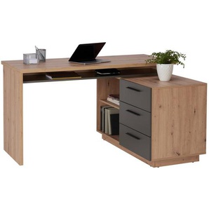 Xora Schreibtischkombination, Anthrazit, Eiche Artisan, Holzwerkstoff, 1 Fächer, 105x75x138 cm, seitenverkehrt montierbar, Arbeitszimmer,