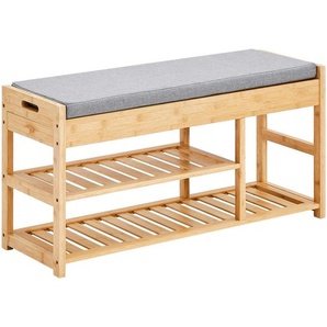 Xora Schuhbank, Grau, Natur, Naturmaterialien, 1-Sitzer, 2 Schubladen, Füllung: Schaumstoff, 90x45x30 cm, Garderobe