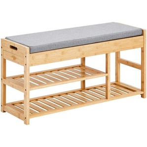 Xora Schuhbank, Grau, Natur, Naturmaterialien, 1-Sitzer, 2 Schubladen, Füllung: Schaumstoff, 90x45x30 cm, Garderobe