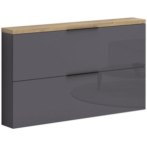Xora Schuhkipper, Eiche, Anthrazit Hochglanz, Metall, 140x82x19 cm, hängend, Garderobe, Schuhaufbewahrung, Schuhkipper
