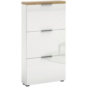 Xora Schuhkipper, Weiß Hochglanz, Metall, 65x123x19 cm, stehend, Garderobe, Schuhaufbewahrung, Schuhkipper