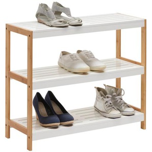 Xora Schuhregal, Braun, Weiß, Holz, Holzwerkstoff, Bambus, massiv, 70x58.5x26 cm, Typenauswahl, Garderobe, Schuhaufbewahrung, Schuhregale
