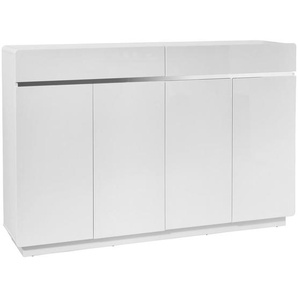 Xora Schuhschrank, Weiß, Edelstahl, Metall, Holzwerkstoff, 8 Fächer, 2 Schubladen, 160.3x104.5x34.5 cm, Typenauswahl, Beimöbel erhältlich, Garderobe,