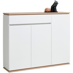 Xora Schuhschrank, Weiß, Eiche Artisan, Holzwerkstoff, 7 Fächer, 1 Schubladen, 135x112x38 cm, Typenauswahl, Beimöbel erhältlich, Garderobe,