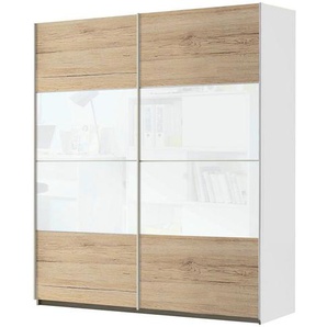 Xora Schwebetürenschrank , Weiß, Eiche , Holzwerkstoff , 2 Fächer , 181x197x61 cm , Made in Germany , Beimöbel erhältlich , Kinder & Jugendmöbel, Jugendmöbel, Jugendkleiderschränke