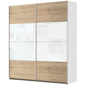 Xora Schwebetürenschrank, Weiß, Eiche, Holzwerkstoff, 2 Fächer, 181x197x61 cm, Made in Germany, Beimöbel erhältlich, Kinder- & Jugendzimmer, Jugendmöbel, Jugendkleiderschränke