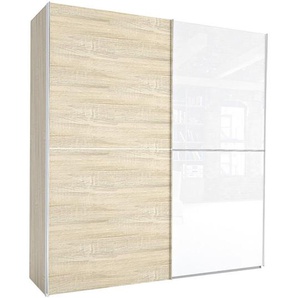 Xora Schwebetürenschrank , Weiß, Sonoma Eiche , Holzwerkstoff , 2 Fächer , 200x216x68 cm , Typenauswahl, Beimöbel erhältlich , Kinder & Jugendmöbel, Jugendmöbel, Jugendkleiderschränke