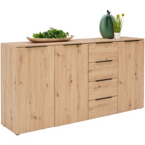 Xora Sideboard, Eiche, Holzwerkstoff, 4 Fächer, 4 Schubladen, 181.5x92.9x42 cm, stehend, in verschiedenen Größen erhältlich, Schlafzimmer,