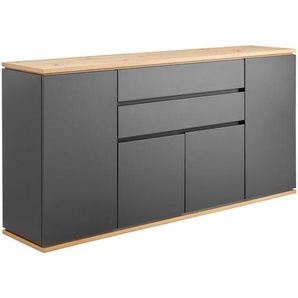 Xora Sideboard, Graphit, Eiche Artisan, Holzwerkstoff, 5 Fächer, 2 Schubladen, 184x93x42 cm, Typenauswahl, Beimöbel erhältlich, stehend, Schlafzimmer,