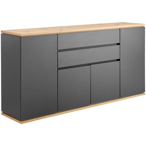 Xora Sideboard, Graphit, Eiche Artisan, Holzwerkstoff, 5 Fächer, 2 Schubladen, 184x93x42 cm, Typenauswahl, Beimöbel erhältlich, stehend, Wohnzimmer,