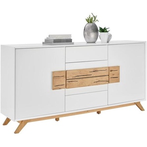 Xora Sideboard, Weiß, Eiche, Holz, Eiche, massiv, 4 Fächer, 4 Schublade(n) Schubladen, 178x89x40 cm, Fsc, Beimöbel erhältlich, stehend, Holzmöbel, Kleinmöbel Holz, Holzkommoden, Sideboards Holz