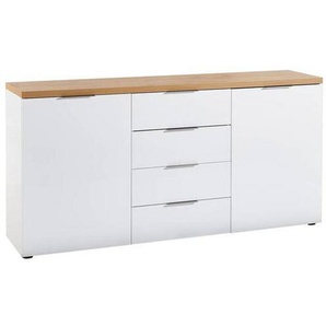 Xora Sideboard , Weiß, Eiche , Metall , 4 Fächer , 4 Schubladen , 180x89x43 cm , Beimöbel erhältlich , Wohnzimmer, Kommoden & Sideboards, Sideboards