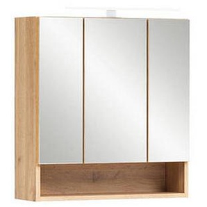 Xora Spiegelschrank , Eiche Wotan , Metall , 6 Fächer , 60x64x20 cm , Made in Germany , Badezimmer, Badezimmerspiegel, Spiegelschränke