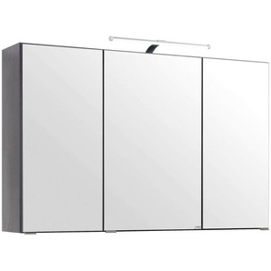 Xora Spiegelschrank, Graphit, Metall, 6 Fächer, 100x64x20 cm, Made in Germany, Badezimmer, Badezimmerspiegel, Spiegelschränke