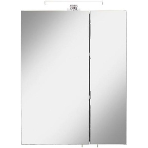 Xora Spiegelschrank , Metall , 2 Fächer , 55x70x20 cm , Badezimmer, Badezimmerspiegel, Spiegelschränke