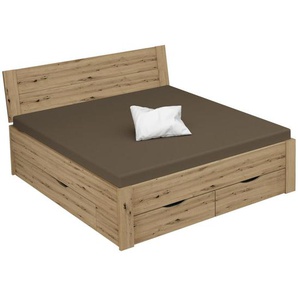 Xora Stauraumbett Aditio Beds, Eiche, 4 Schubladen, 180x200 cm, Blauer Engel, Goldenes M, Lattenrosthöhe individuell einstellbar, in verschiedenen Holzdekoren erhältlich, mit Schubkästen, Größen erhältlich, Kinder & Jugendmöbel, Kindermöbel, Kinderbetten,