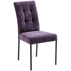 Xora Stuhl , Schwarz, Violett , Metall, Textil , Uni , Rundrohr , 46x91x61 cm , FSC , Esszimmer, Stühle, Esszimmerstühle, Vierfußstühle