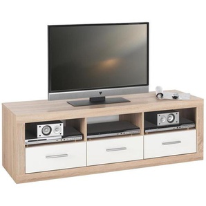 Xora Tv-Element, Weiß, Sonoma Eiche, Kunststoff, 3 Schubladen, 147x49x45 cm, Wohnzimmer, TV Möbel, TV-Elemente