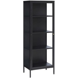 Xora Vitrine , Schwarz , Metall , 3 Fächer , 57x160x40 cm , erweiterbar, Beimöbel erhältlich, stehend , Wohnzimmer, Wohnwände, Vitrinenschränke