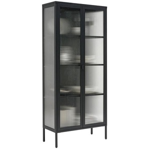 Xora Vitrine, Schwarz, Metall, 3 Fächer, 80x180x35 cm, SGS-geprüft, Bsci, stehend, Esszimmer, Vitrinen