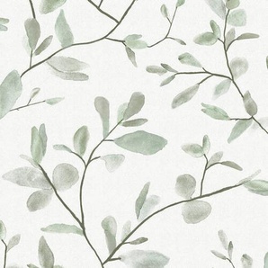 Xora Vliestapete, Grün, Kunststoff, Papier, Blätter, 52x1000 cm, Made in Europe, Tapeten & Wandverkleidungen, Vliestapeten