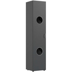 Xora Wäscheschrank, Graphit, Holzwerkstoff, 2 Fächer, 40x185x40 cm, BQ - Bündnis für Qualität, Made in Germany, DIN EN ISO 9001, Waschküche, Wäscheschrank