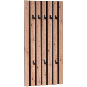 Xora Wandgarderobe, Schwarz, Eiche Artisan, Holzwerkstoff, 45x90x4 cm, Garderobe, Garderobenleisten & Garderobenhaken