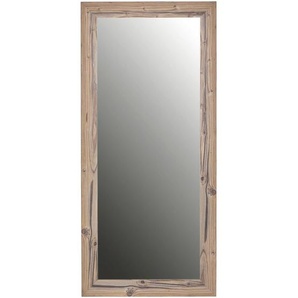 Xora Wandspiegel, Braun, Klar, Glas, Holzoptik, rechteckig, 50x110x2.7 cm, senkrecht und waagrecht montierbar, Spiegel, Wandspiegel