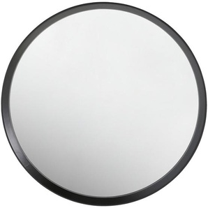 Xora Wandspiegel, Schwarz, Glas, Paulownia, massiv, rund, 73x73x5.6 cm, Wohnspiegel, Wandspiegel