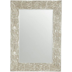 Xora Wandspiegel, Silber, Glas, Paulownia, Schichtholz, rechteckig, 75x105x2.5 cm, Facettenschliff, Spiegel, Wandspiegel