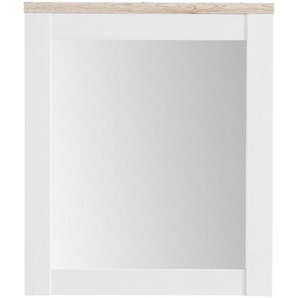 Xora Wandspiegel , Weiß, Eiche , Glas , 76x91x4 cm , senkrecht montierbar , Garderobe, Garderobenspiegel, Garderobenspiegel