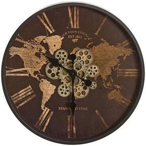 Xora Wanduhr, Braun, Schwarz, Metall, Glas, Holzwerkstoff, 57x6x57 cm, Dekoration, Uhren, Wanduhren