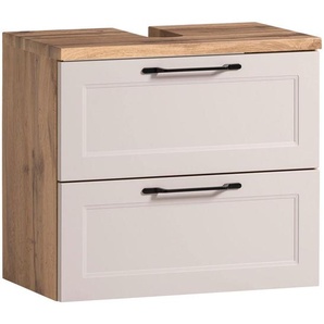 Xora Waschbeckenunterschrank Enna, Kaschmir, Eiche Wotan, Metall, 1 Schubladen, 60x55x35 cm, Made in Germany, Griffeauswahl, stehend, hängend,